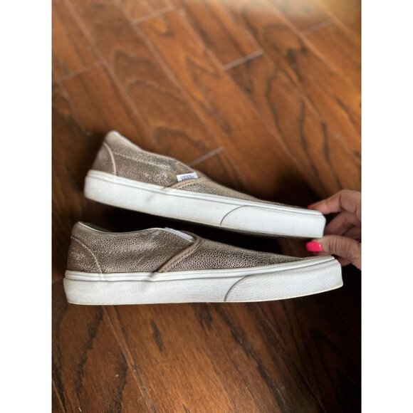 Vans Metallic Gold Slip-On Shoes Mens 8 / Womens 9.5 Classic Skate Sneaker - Picture 3 of 5